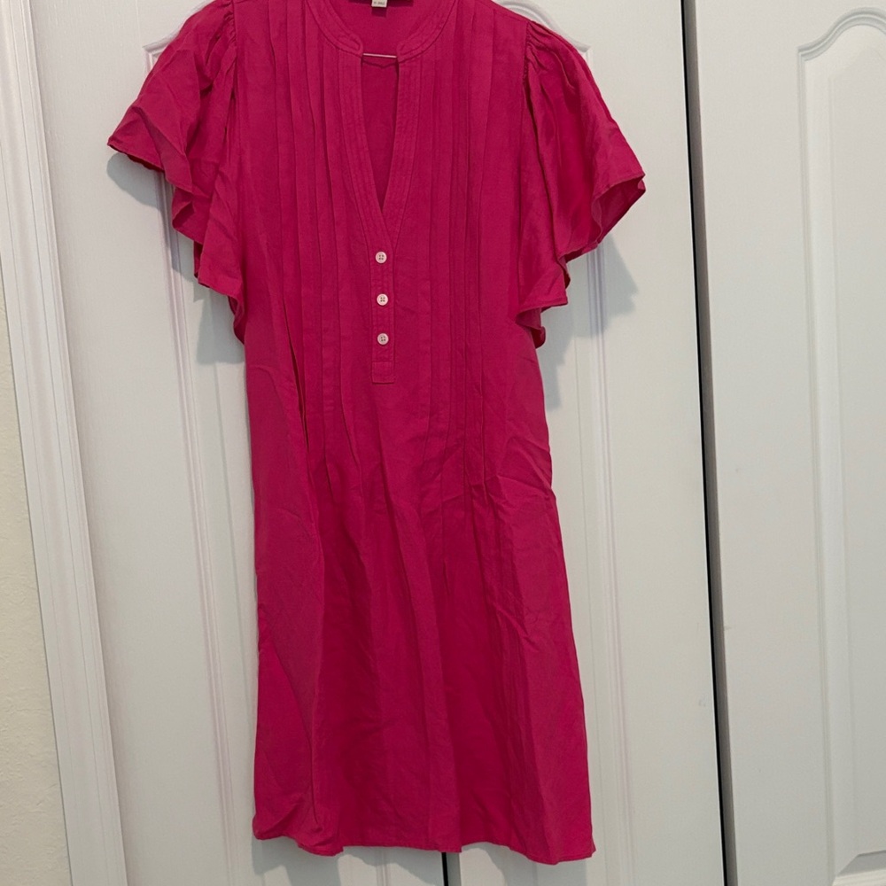 LOFT Fuchsia Button-Down Tunic Dress